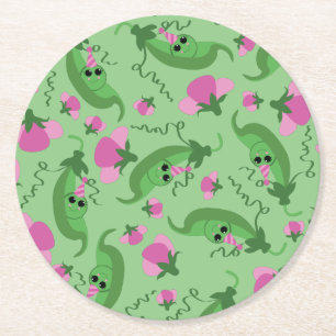 Sweet Pea Cute 1st Birthday Party Round Paper Coaster