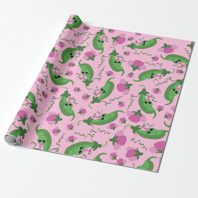 Sweet Pea Cute 1st Birthday Party Wrapping Paper (Unrolled)