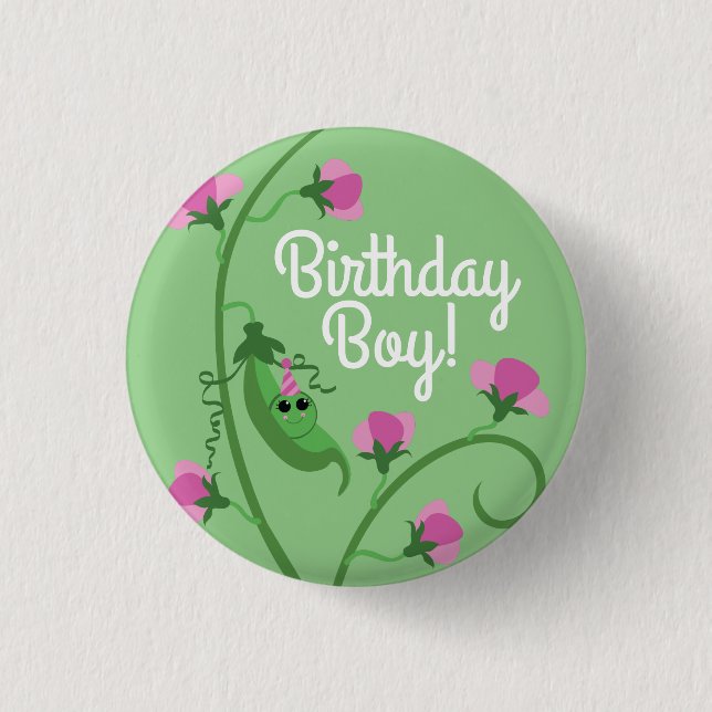 Sweet Pea Cute Kid's Birthday Party 3 Cm Round Badge (Front)