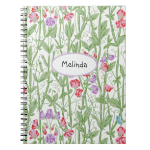 Sweet Pea Floral Pattern William Morris  Monogram Notebook