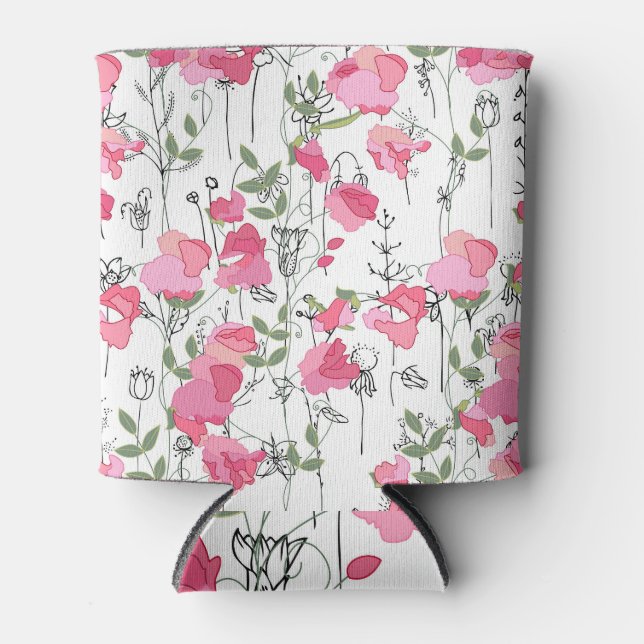 Sweet Pea: Floral Summer Texture. Can Cooler (Front)