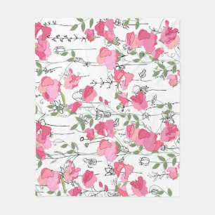 Sweet Pea: Floral Summer Texture. Fleece Blanket