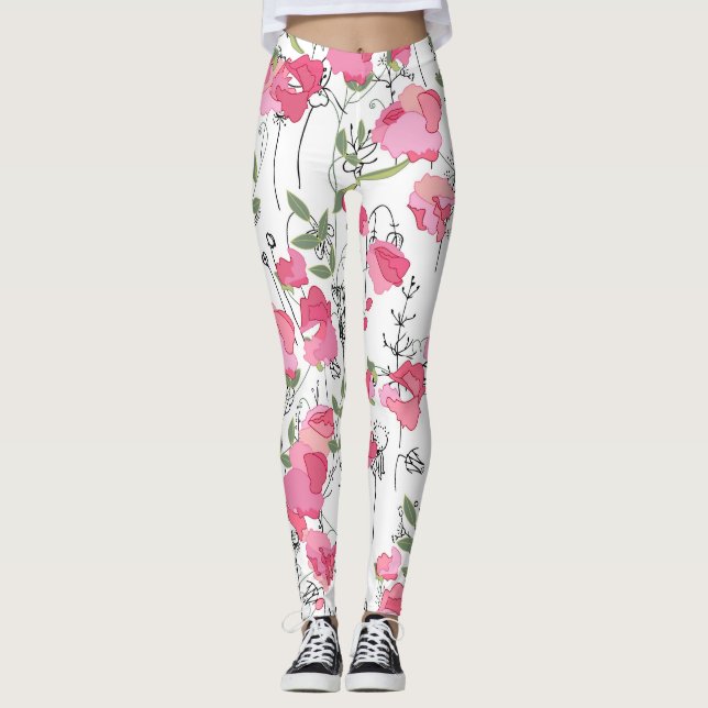 Sweet Pea: Floral Summer Texture. Leggings (Front)