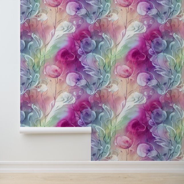 Sweet pea floral whimsical flower wall mural (Application)