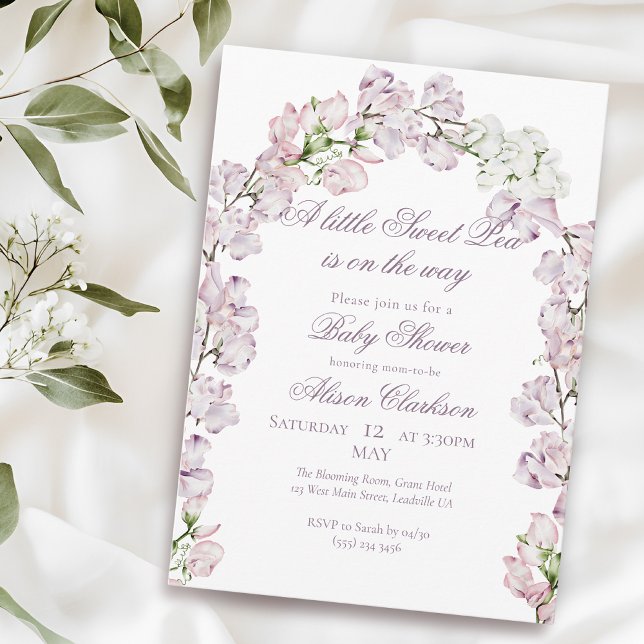 Sweet Pea flower arch Baby brunch elegant lavender Invitation (Creator Uploaded)