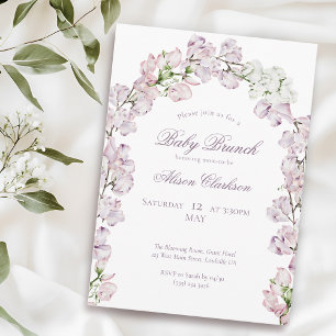 Sweet Pea flower arch Baby brunch elegant lavender Invitation