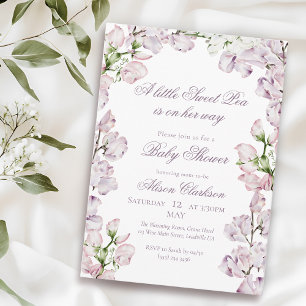 Sweet Pea flower arch Baby brunch elegant lavender Invitation