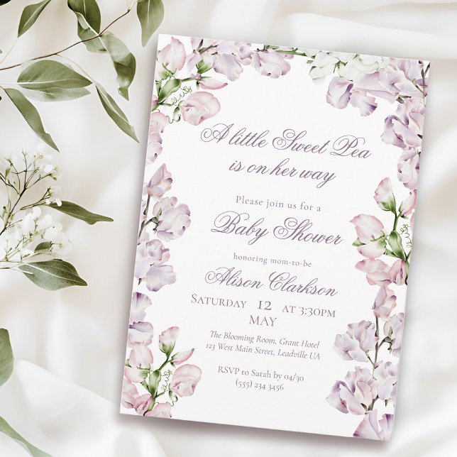 Sweet Pea flower arch Baby brunch elegant lavender Invitation (Creator Uploaded)