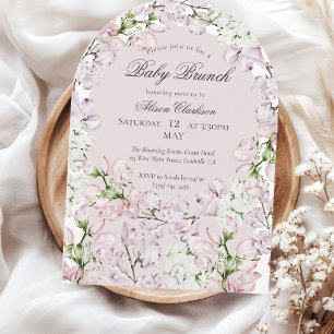 Sweet Pea flower Baby brunch elegant Round  Invitation