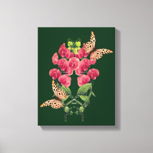 Sweet Pea Flowers And Butterflies Canvas Print