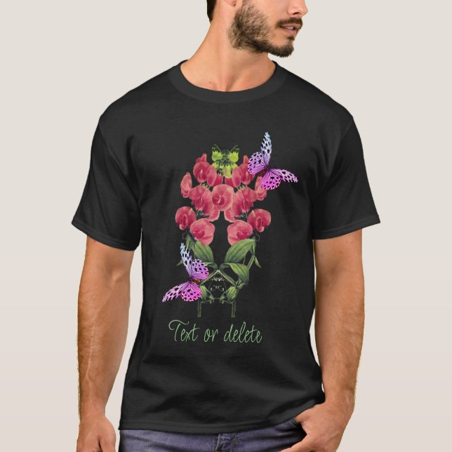 Sweet Pea Flowers And Butterflies Personalised T-Shirt (Front)