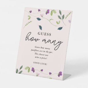 Sweet Pea Flowers Baby Shower Guessing Game Sign