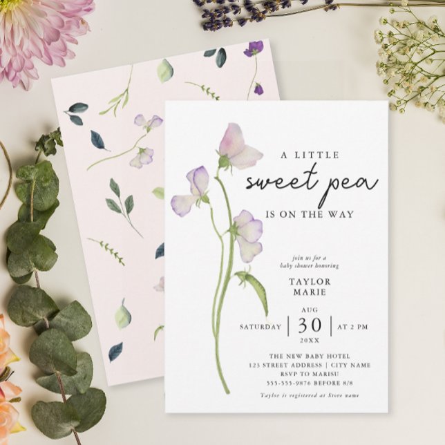 Sweet Pea Flowers | Girl Baby Shower Invitation (Creator Uploaded)