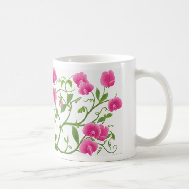 Sweet Pea Garden Flowers Mug (Right)