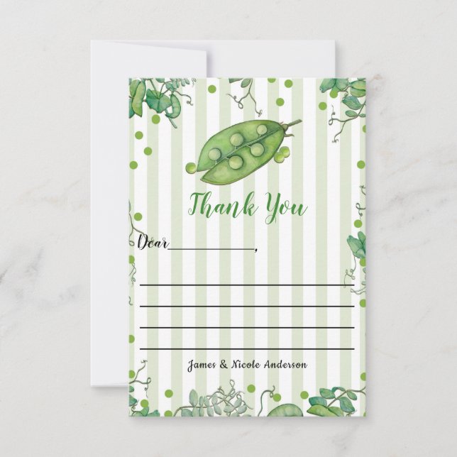Sweet Pea Green Whimsical Baby Shower Thank You (Front)