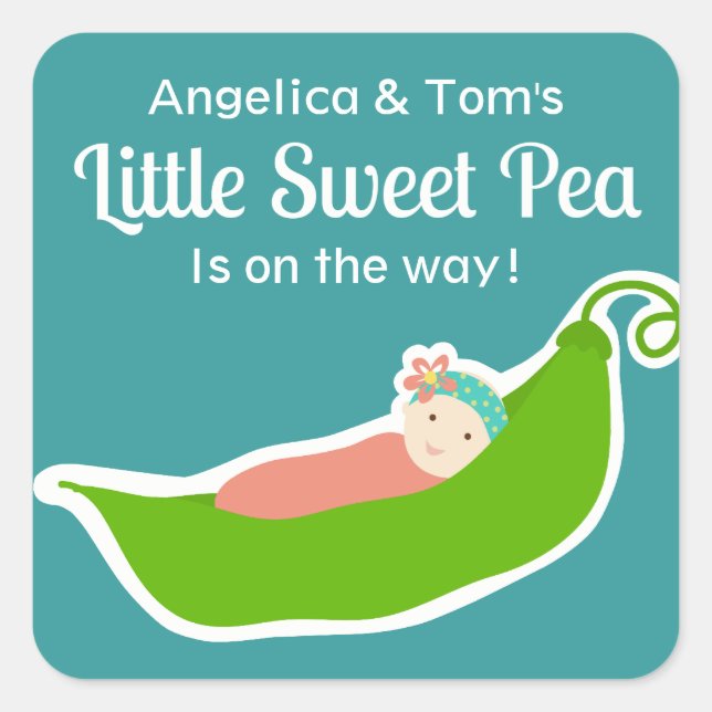 Sweet Pea in a Pod (Aqua Green & Pink) Stickers (Front)