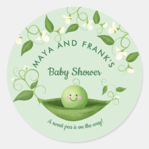 Sweet Pea in a Pod Baby Shower Classic Round Sti Classic Round Sticker