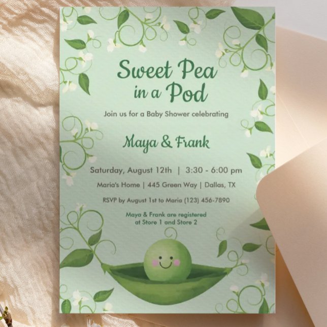 Sweet Pea in a Pod Baby Shower Invitation (Creator Uploaded)
