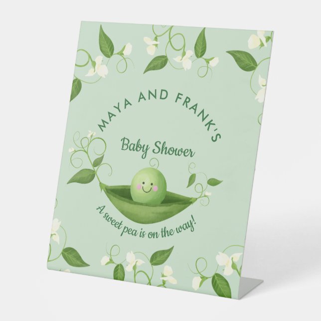 Sweet Pea in a Pod Baby Shower   Pedestal Sign (Front)