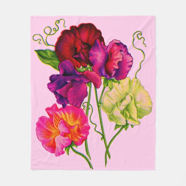 sweet pea in purple and pink fleece blanket (Front)