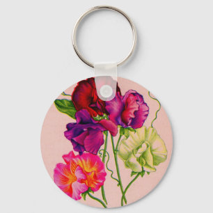 sweet pea in purple and pink key ring