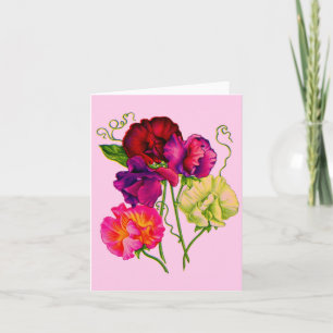 sweet pea in purple and pink note card