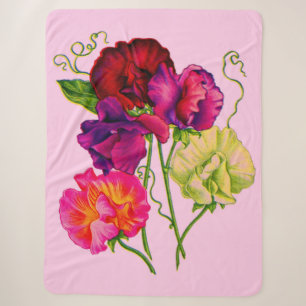 sweet pea in purple and pink sherpa blanket