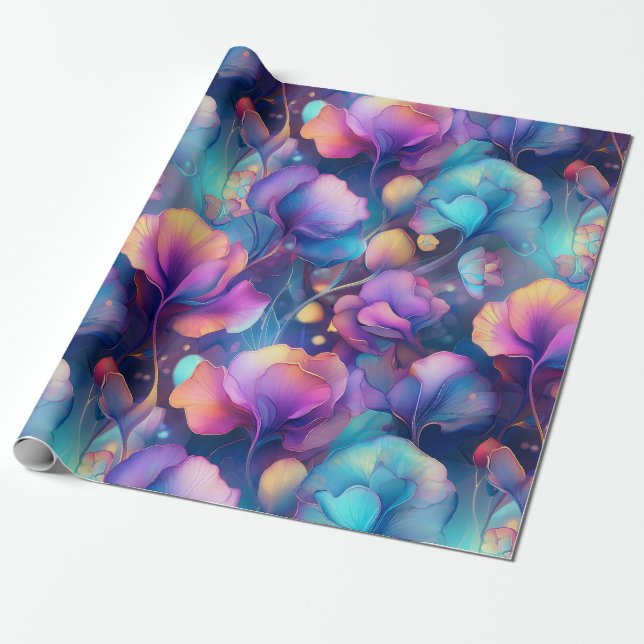 Sweet Pea Magic Floral Wrapping Paper (Unrolled)