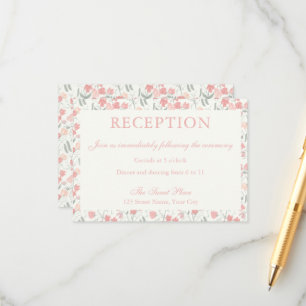 Sweet Pea Pink and Cream Wedding Reception Enclosure Card