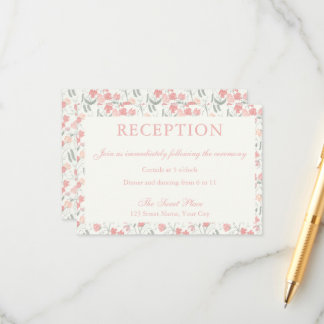 Sweet Pea Pink and Cream Wedding Reception Enclosure Card