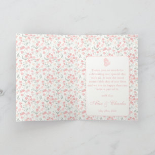 Sweet Pea Pink Floral Wedding Thank You Card