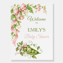 Sweet Pea Sage Green Baby Shower Welcome Sign