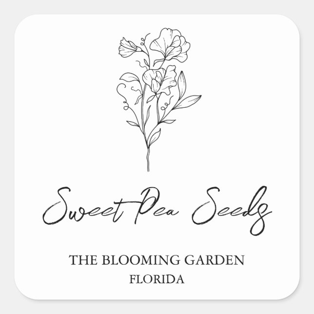 Sweet Pea Seeds label (Front)