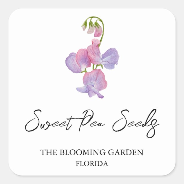 Sweet Pea Seeds label (Front)