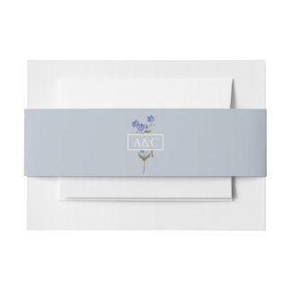 Sweet Pea Soft Blue Floral Wedding Invitation Belly Band