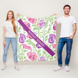 Sweet pea Watercolor Colourful Personalised Patter Fleece Blanket