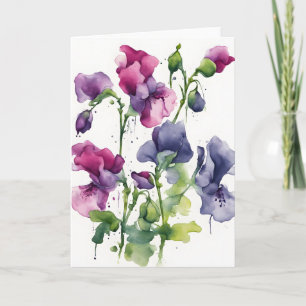 Sweet Pea - Watercolor flowers Card