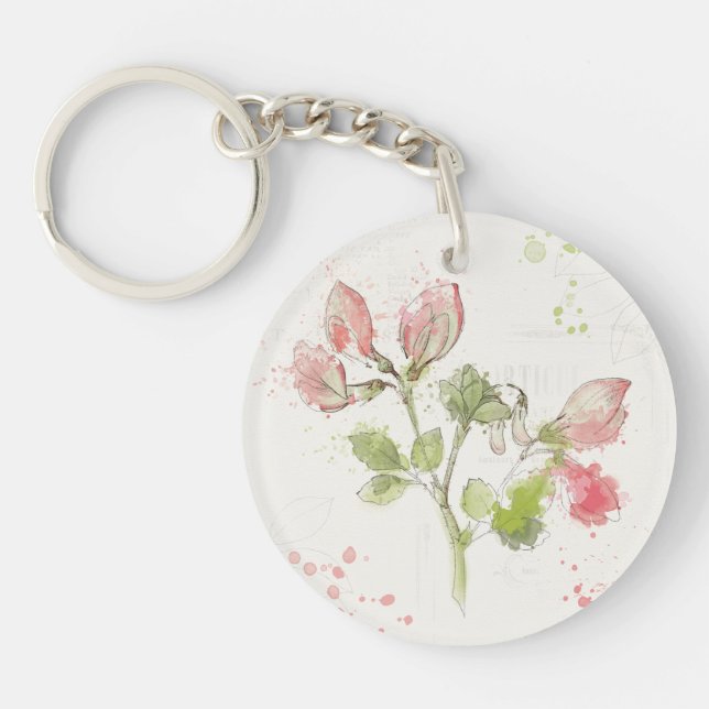 Sweet Pea watercolor Key Ring (Front)