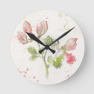 Sweet Pea watercolor Round Clock