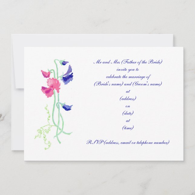Sweet Pea Wedding Invitation (Front)
