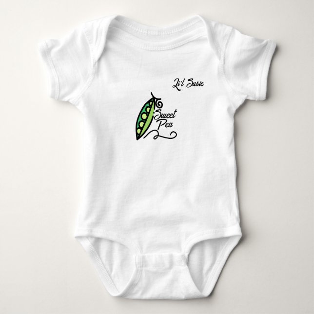 "Sweet Pea." with Pea Pod Customisable  Baby Bodysuit (Front)