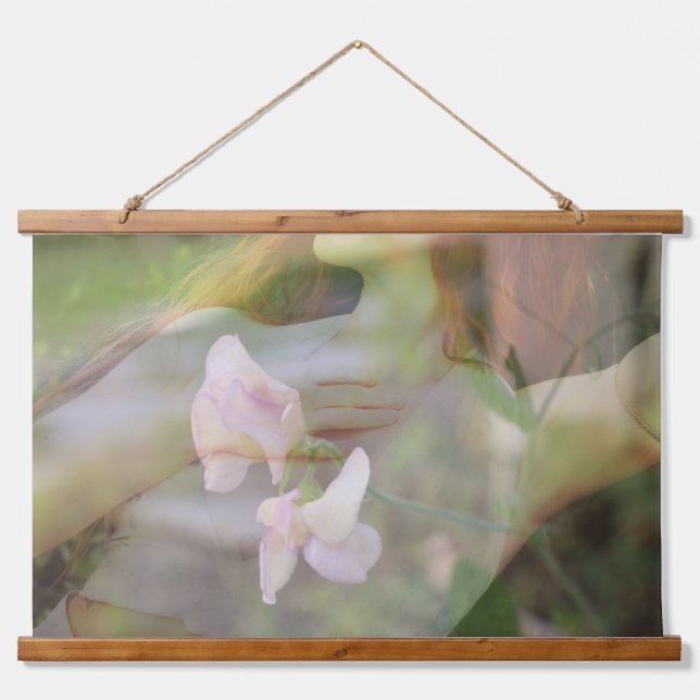 Sweet Pea Wood Topped Wall Tapestry (Front)