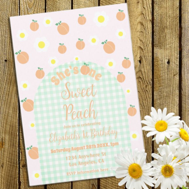 Sweet Peach 1st Birthday Invitation (Creator Uploaded)