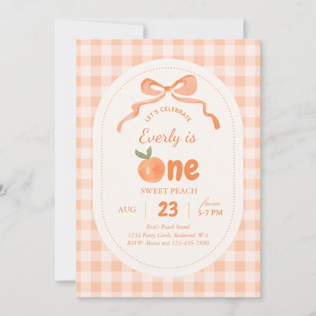 Sweet Peach 1st Birthday Invitation (Front)