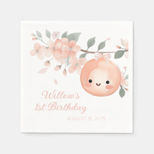 Sweet Peach 1st Birthday Napkin
