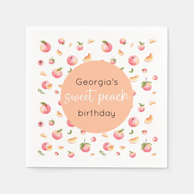 Sweet Peach 1st Birthday Napkin (Front)
