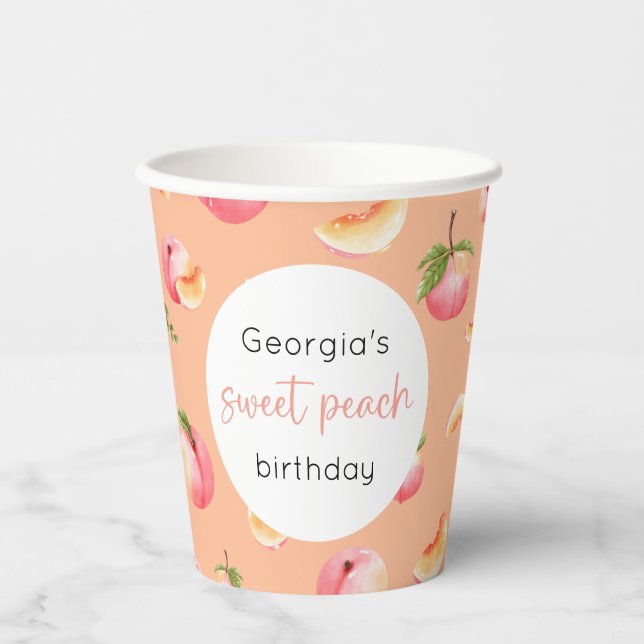 Sweet Peach 1st Birthday Paper Cups (Front)