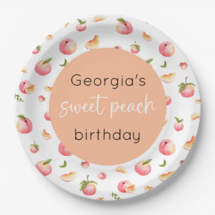 Sweet Peach 1st Birthday Paper Plate