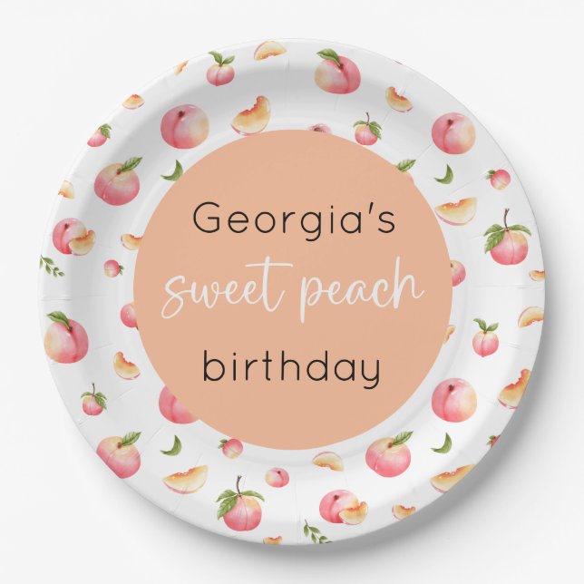 Sweet Peach 1st Birthday Paper Plate (Front)