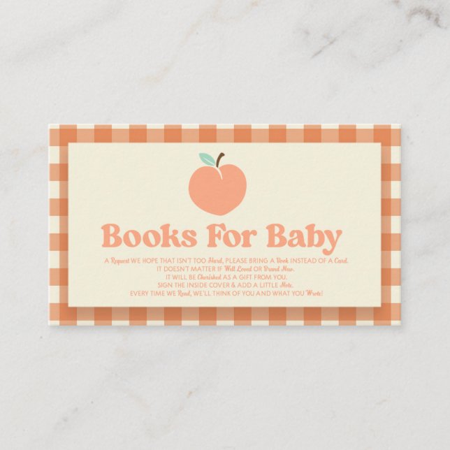 Sweet Peach Baby Shower Books For Baby Enclosure Card (Front)